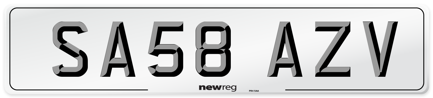 SA58 AZV Number Plate from New Reg